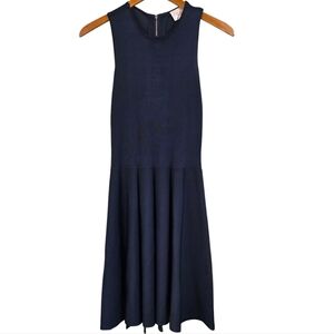 Parker Navy Blue Sleeveless Fit & Flare Stretch Knit Skater Mini Dress Size Lg.